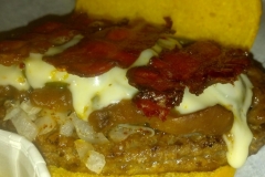 Pizza Burger with Pepper Jack and Bacon!